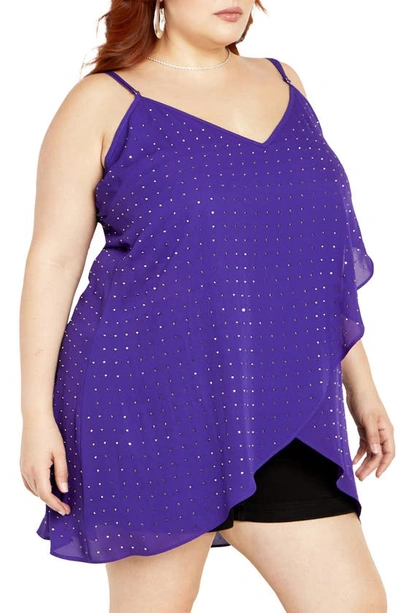 Shop City Chic Shine High-low Camisole In Royal Purple