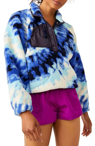 Shop Fp Movement By Free People Rocky Ridge Fleece Pullover In Ocean Tie Dye Combo