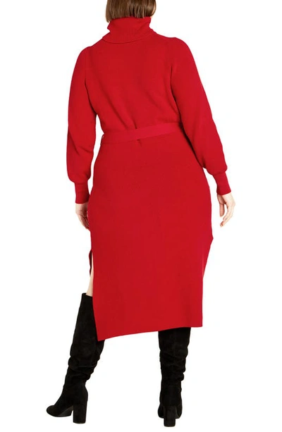 Shop City Chic Kara Long Sleeve Sweater Dress In Sexy Red