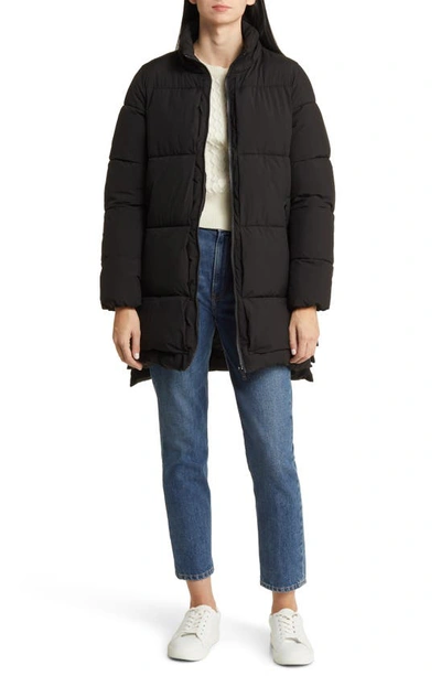 Shop Sam Edelman Puffer Jacket With Removable Faux Shearling Trim In Black