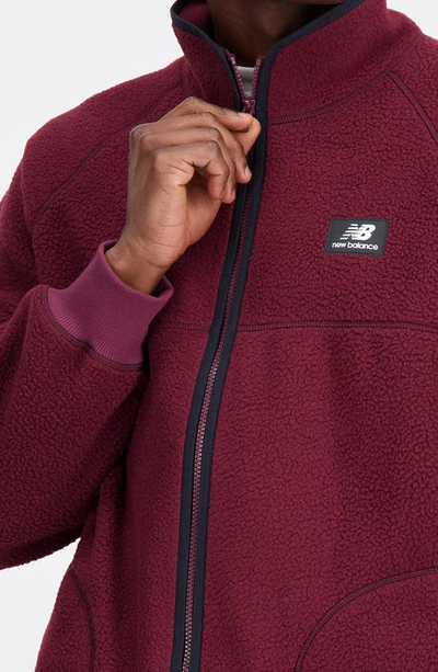 Shop New Balance Athletics Recycled Polyester Polar Fleece Jacket In Nb Burgundy