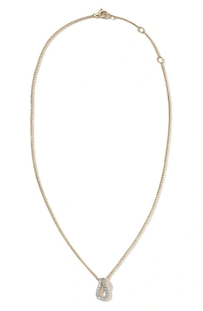 Shop John Hardy Surf Pavé Diamond Pendant Necklace In Gold