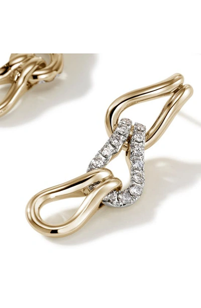 Shop John Hardy Surf Pavé Diamond Link Drop Earrings In Gold