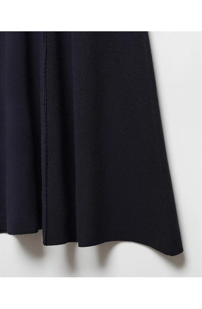 Mango Flared Knit Skirt With Decorative Seams Dark Navy In Dark Navy