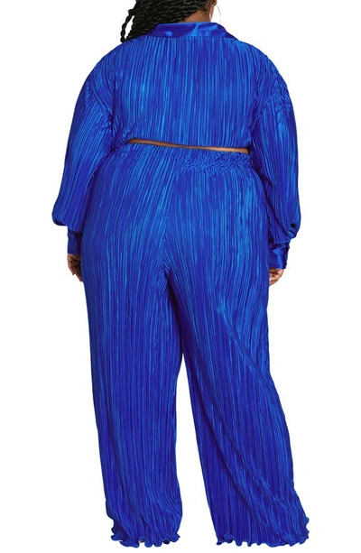 Shop City Chic Andi Plissé Pull-on Pants In Sapphire