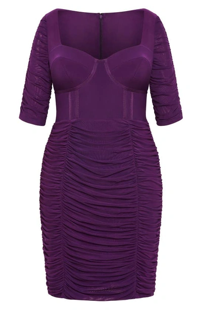 Shop City Chic Bustier Dress In Deep Purple