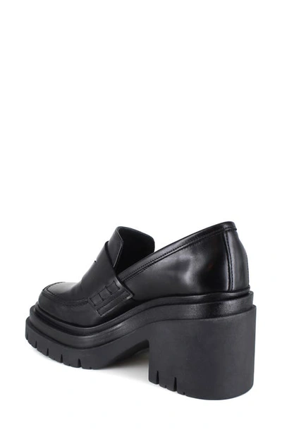 Ziginy Bertha Platform Penny Loafer In Black Leather