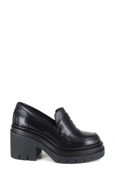 Ziginy Bertha Platform Penny Loafer In Black Leather