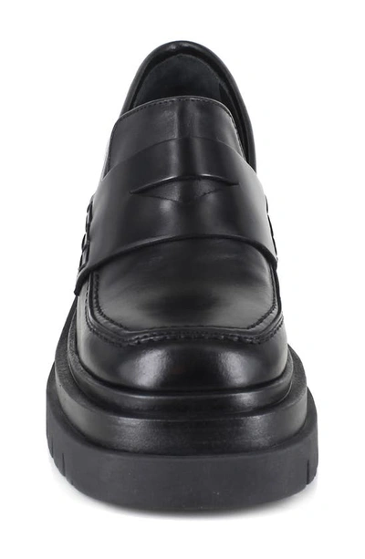 Ziginy Bertha Platform Penny Loafer In Black Leather