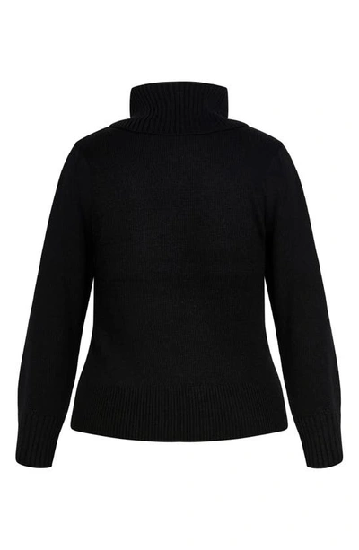 Shop City Chic Softly Sweet Turtleneck Sweater In Black