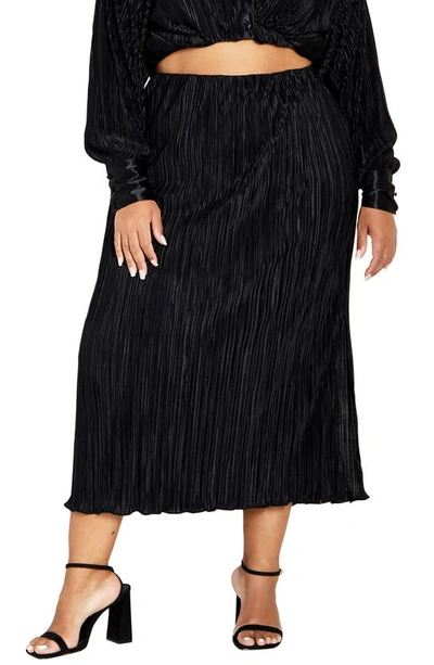 Shop City Chic Hailee Plissé Skirt In Black