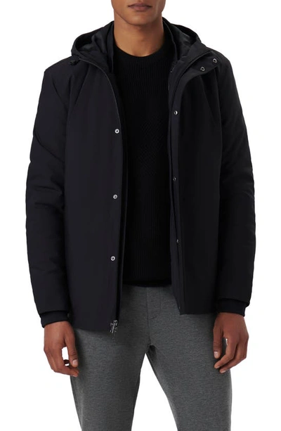 Shop Bugatchi Full Zip Hooded Bomber Jacket In Caviar