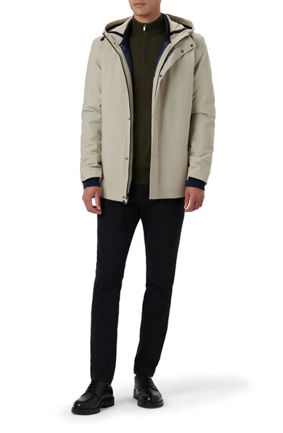 Shop Bugatchi Full Zip Hooded Bomber Jacket In Beige