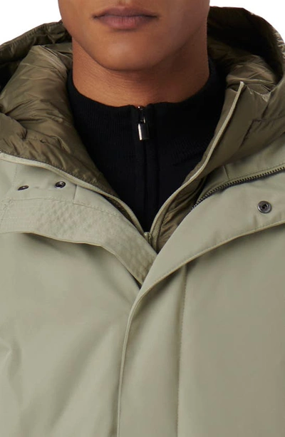 Bugatchi Water Resistant Jacket With Removable Hooded Bib In Clay