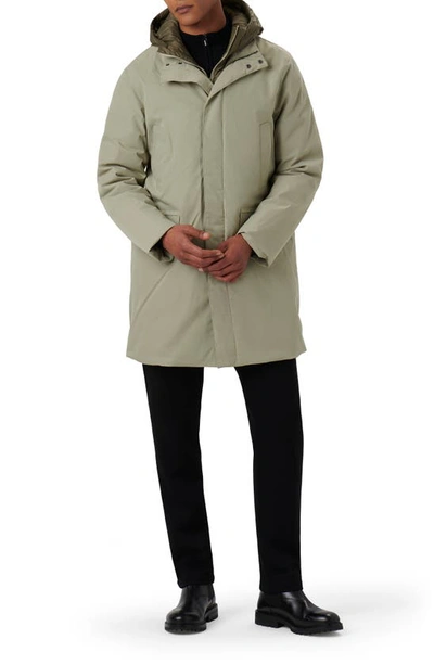 Bugatchi Water Resistant Jacket With Removable Hooded Bib In Clay