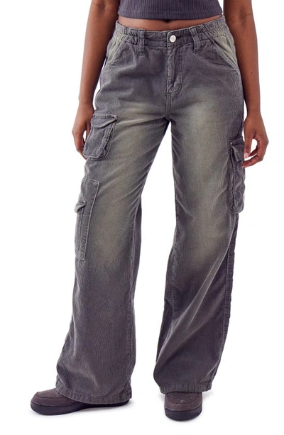 Shop Bdg Urban Outfitters Y2k Low Rise Corduroy Cargo Pants In Dark Grey