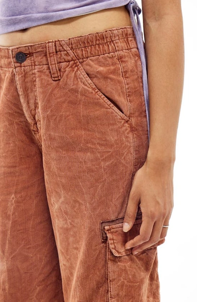 Shop Bdg Urban Outfitters Y2k Low Rise Corduroy Cargo Pants In Terracotta