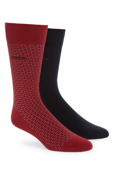 Shop Hugo Boss Assorted 2-pack Dress Socks In Dark Red