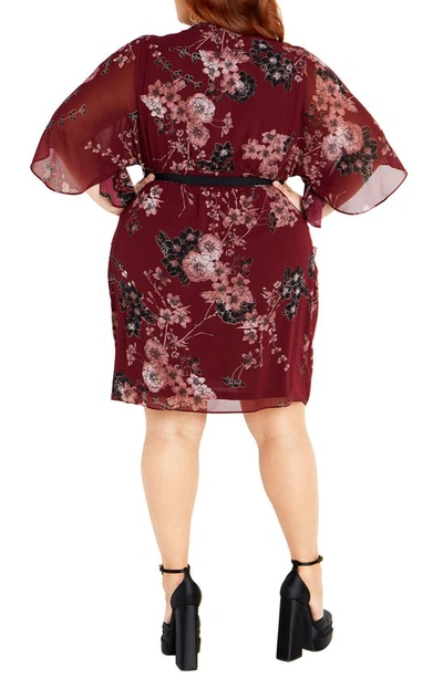 Shop City Chic Floral Print Dress In Ruby Bold Blossom