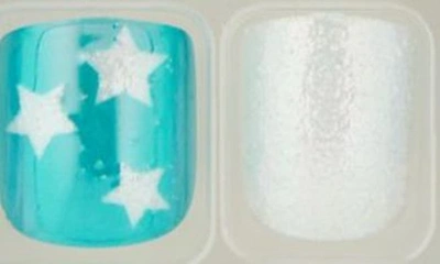 Shop Polish Me Silly Teal Glitter Star Press-on Nails In Blue