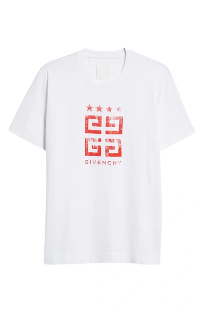 Shop Givenchy Slim Fit 4g Logo Cotton Graphic T-shirt In White/ Red