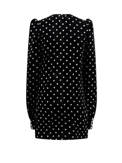 Shop Balmain Velvet Dress With Lurex Polka-dots Motif