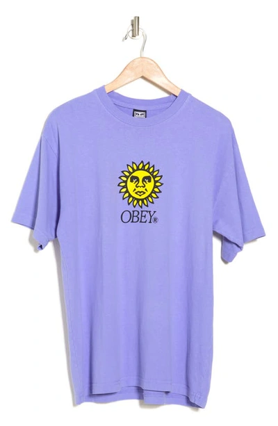 Shop Obey Sunshine Cotton T-shirt In Digital Violet