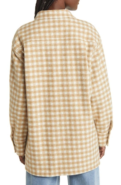 Frame Gingham Oversize Shirt Jacket In Tan Multi