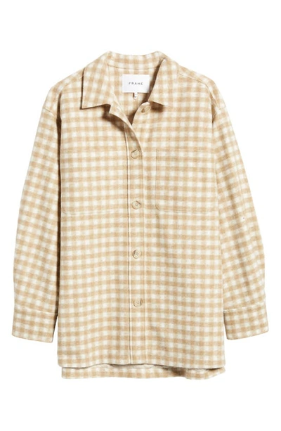 Frame Gingham Oversize Shirt Jacket In Tan Multi