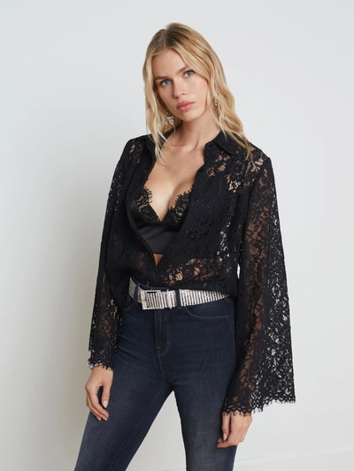 Shop L Agence Carter Lace Blouse In Black