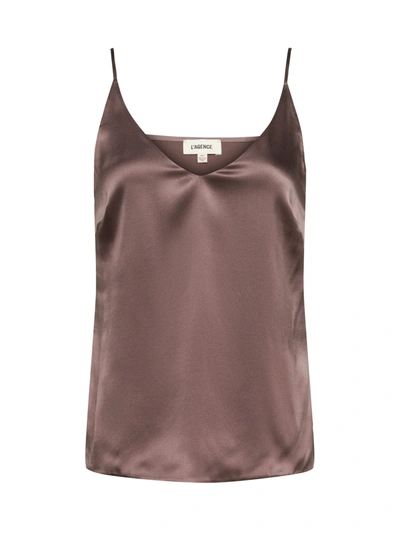 Shop L Agence Gabriella Camisole Tank In Deep Taupe