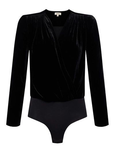Shop L Agence Kallie Velvet Bodysuit In Black
