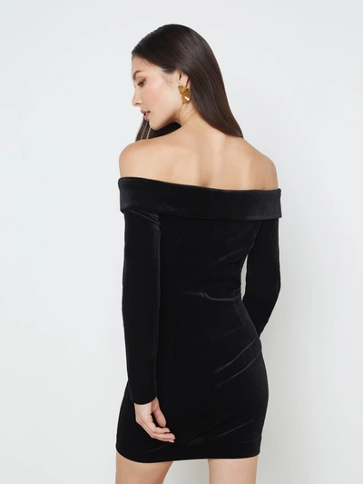 Shop L Agence Micaela Velvet Dress In Black