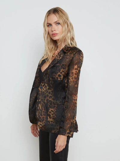Shop L Agence Tamara Blazer In Brown Multi Oil Leopard