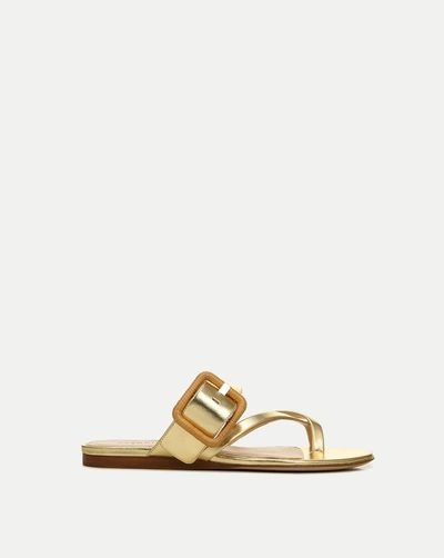Shop Veronica Beard Salva Metallic Crisscross Sandal In Light Gold