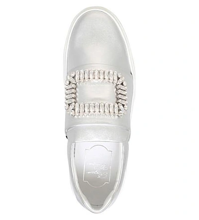 Shop Roger Vivier Sneaky Viv Leather Trainers In Silver