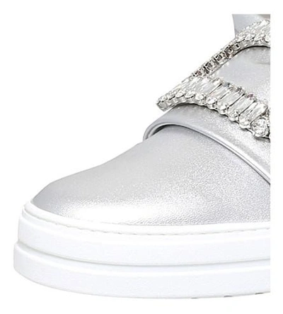 Shop Roger Vivier Sneaky Viv Leather Trainers In Silver