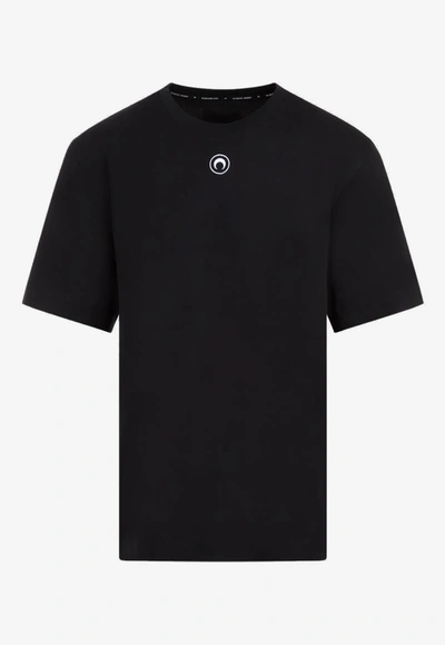 Shop Marine Serre Crescent-embroidered Crewneck T-shirt In Black