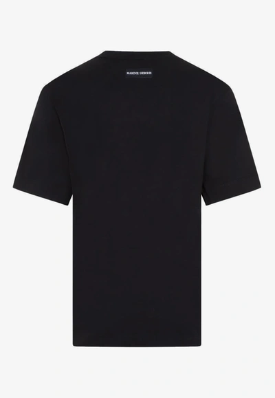Shop Marine Serre Crescent-embroidered Crewneck T-shirt In Black