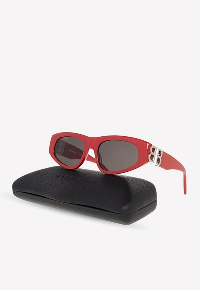 Shop Balenciaga Dynasty D-frame Sunglasses In Red