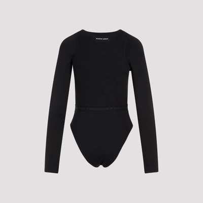 Shop Marine Serre Organic Cotton Rib Bodysuit In Black
