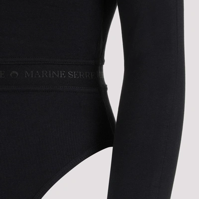 Shop Marine Serre Organic Cotton Rib Bodysuit In Black