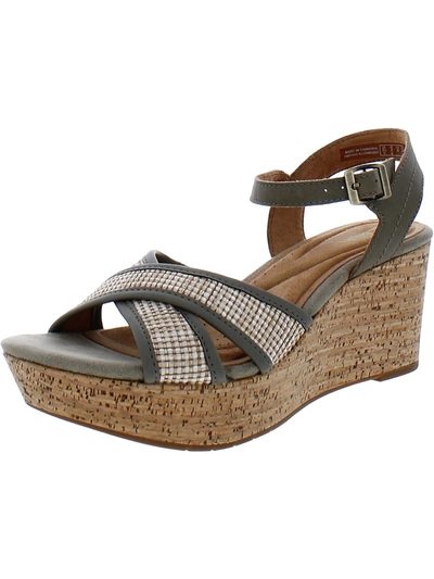 Shop Clarks Elleri Plum Womens Leather Textured Ankle Strap In Green