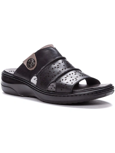 Shop Propét Gertie Womens Leather Open Toe Slide Sandals In Black