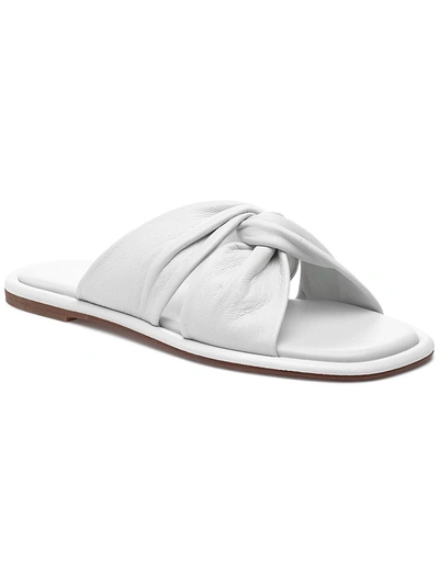 Shop J/slides Yaya Womens Leather Slip On Slide Sandals In White
