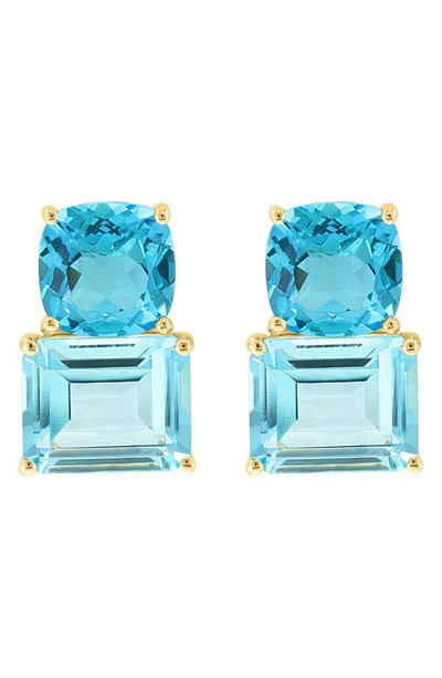 Effy 14k Yellow Gold Blue Topaz & Sky Blue Topaz Stud Earrings In Gold/ Blue