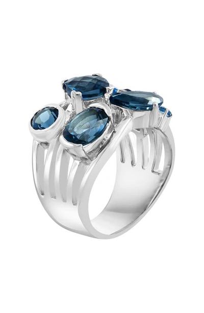 Effy Sterling Silver London Blue Topaz Cluster Ring In Silver/ Blue