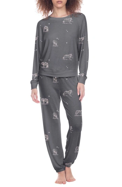 Shop Honeydew Intimates Star Seeker Brushed Jersey Pajamas In Drizzle Wolves