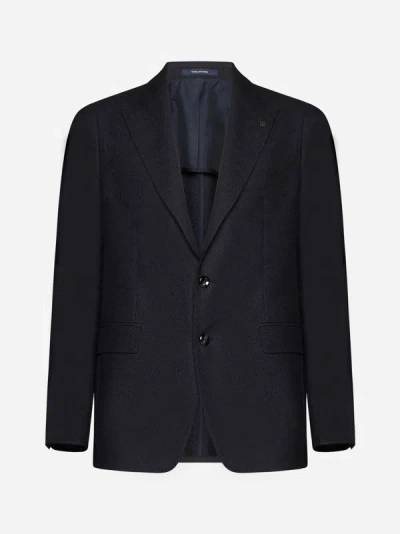 Shop Tagliatore Single-breasted Wool And Mohair Blazer In Blue