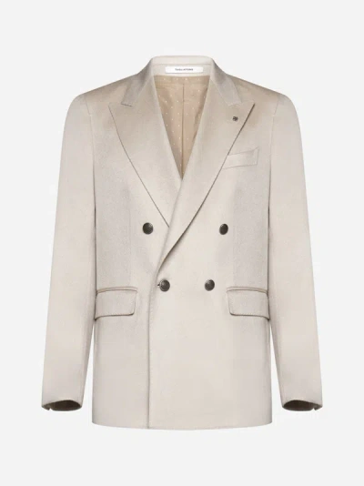 Shop Tagliatore Single-breasted Wool And Mohair Blazer In Champagne